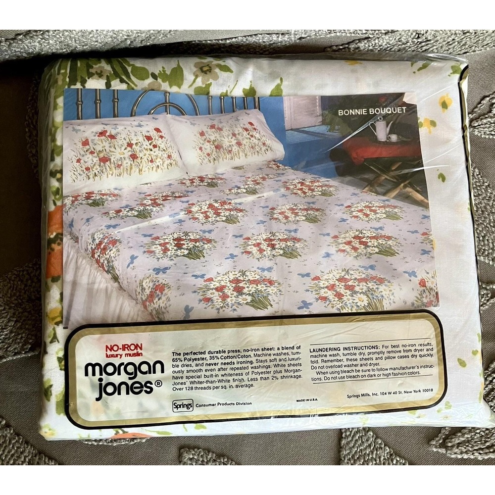 VTG Morgan Jones Spring Mills Queen Flat Luxury Muslin Bed Sheet Bonny Bouquet